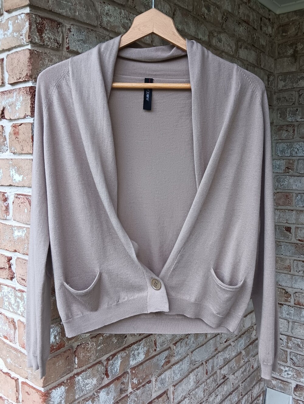 Marc Cain Taupe Wool, Silk, & Cashmere Cardigan